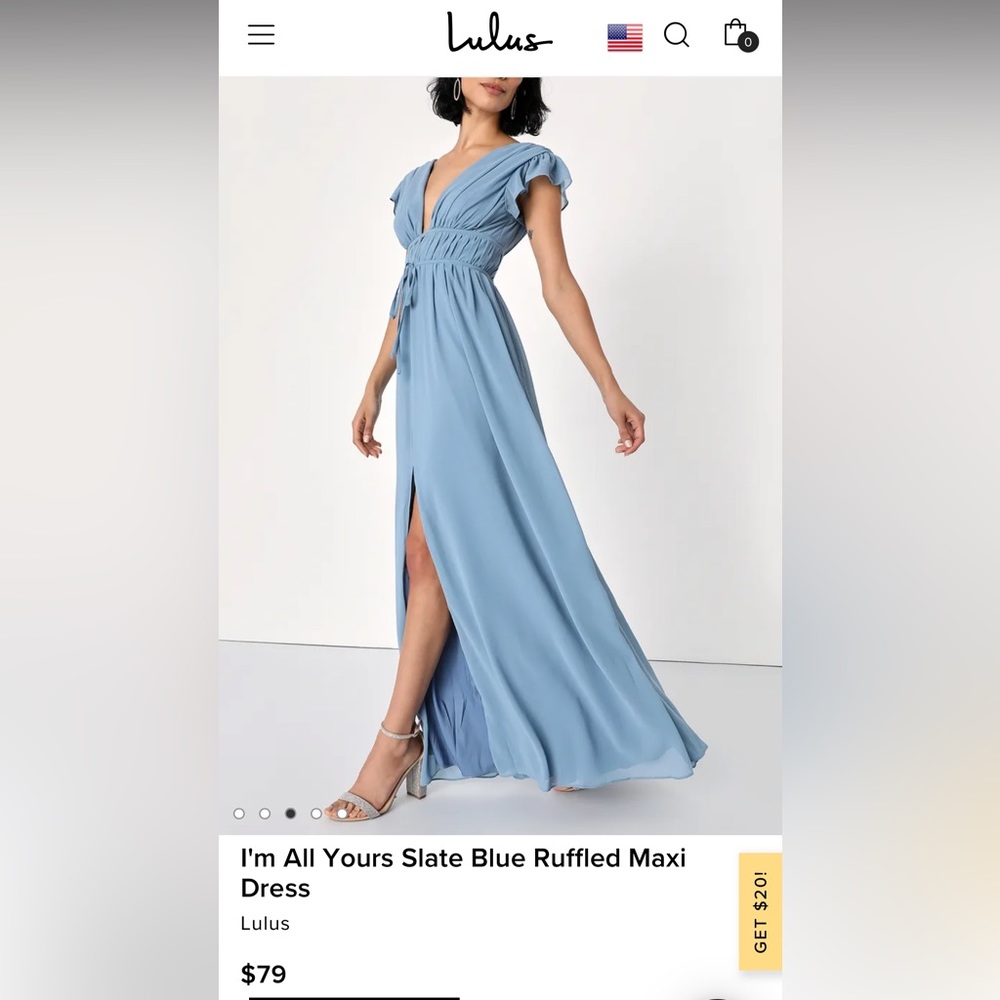 Lulus - I’m All Yours Slate Blue Ruffled Maxi Dress